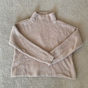 Anthropologie mock neck taupe sweater small